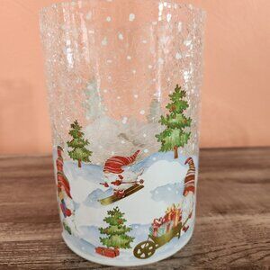 Yankee Candle Clear Crackle Large Jar Holder J/H Christmas Gnomes NEW